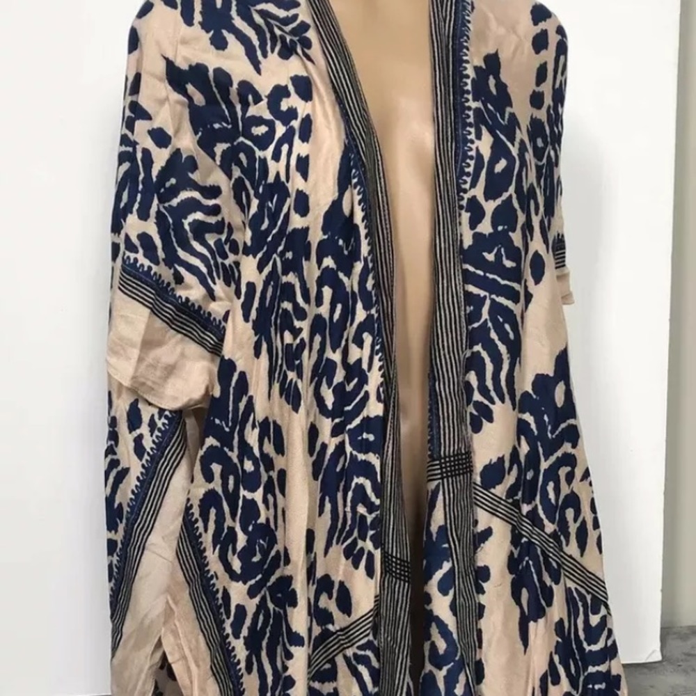Macchia di Ruggine Navy & Beige Boho Kimono NEW NWT One Size Fits Most - Picture 4 of 8